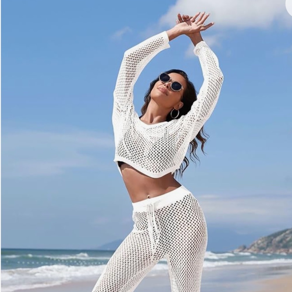 White Crochet Coverup Top